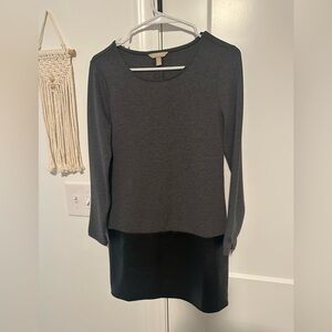 Banana Republic Gray and Leather Dress